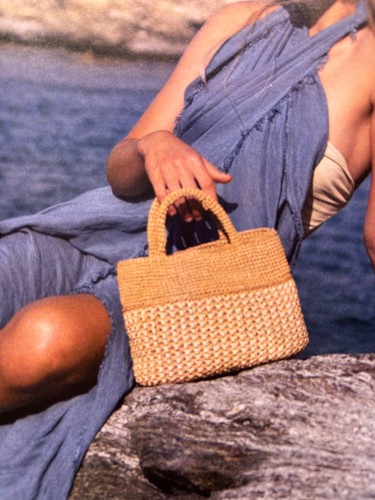 Crochet raffia bag - raffia, vintage