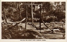 walton firs scout camp - cobham surrey (  assault course  ) real photo card