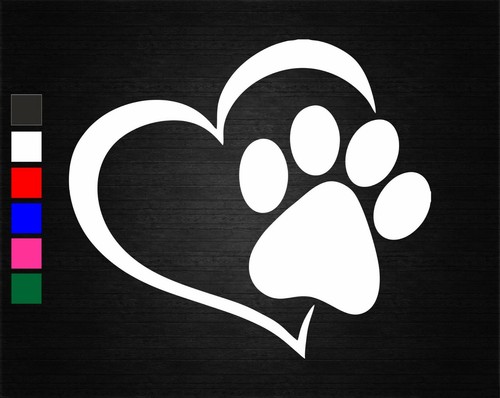 Paw print heart decal vinyl - print,
