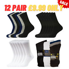12Pairs Mens Sports Socks Cotton Rich Cushioned Everyday Crew Socks UK Size 6-13