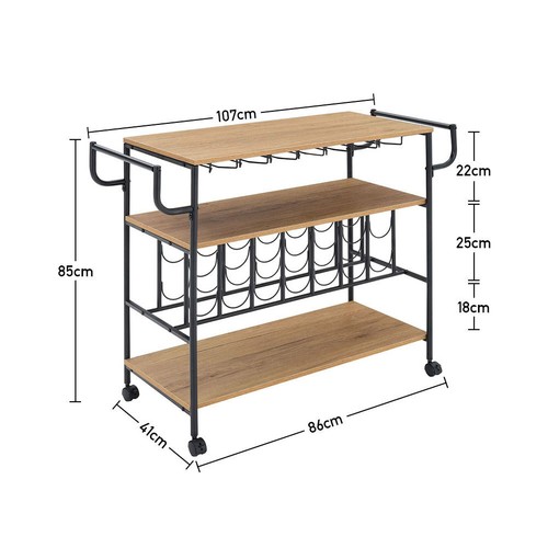 Kitchen cart wood glass metal - cart,