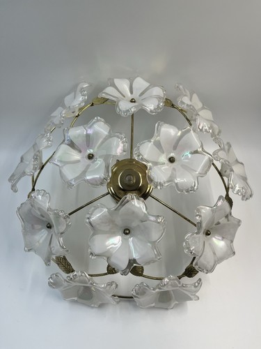 Vintage 70s white floral - white, glass