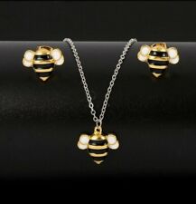 Bumble bee Necklace Pendant stud earring set gold Comes Gift Boxed Christmas 194