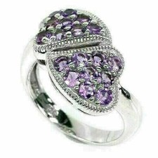 Silver ring amethyst genuine - ring,