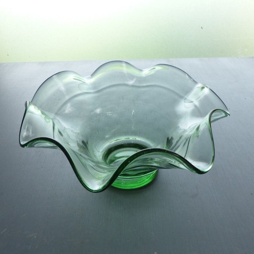 Vintage green glass fluted - green, art