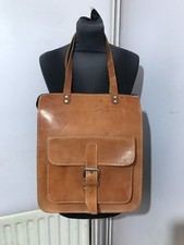 Leather womens hand made medium shoulder BROWN handbag bags tan  - BA