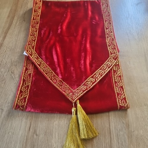 Vintage red rayon velvet - red, gold