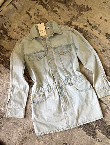 Zara blue denim shirt mini - zara,