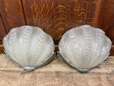 Pair Art Deco Odeon Clam Shell