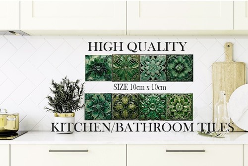 Green tile stickers stick - green,