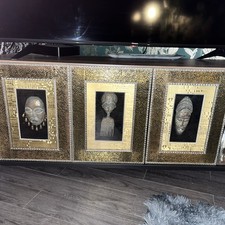 Vintage African Tribal Masks In Shadow Box Frames x 3 Hand Carved Wall Art