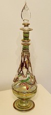 Tall Vintage Clear /Blue/Green / Red Glass Perfume Bottle with Dropper 23.5 Cm