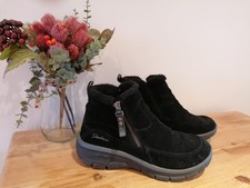 Skechers Easy Going Cool Zip! Leather Women's Black Winter Ankle Boots