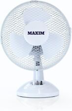 Maxim White Desk Fan / 9 Inch Oscillating Portable Fan / 2 Speed Adjustable