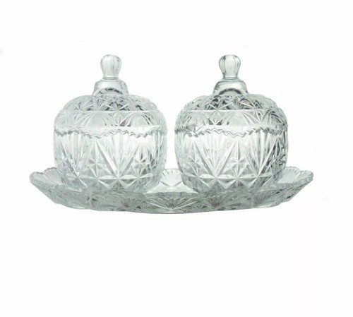 3pc glass sweet sugar bowl - sugar,