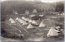 Antique Postcard Military Camp Tents People