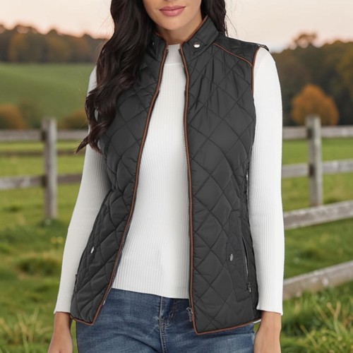 Ladies quilted gilet zip - ladies,