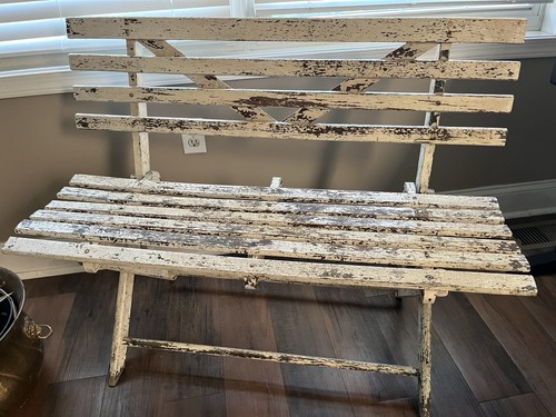 Antique folding wood bench - antique,