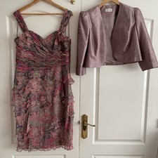 Condici Luxury Occasion Silk Dress & Jacket Dusty Rosewood UK16 Wedding Outfit