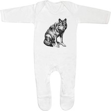 'Wolf Sitting' Baby Romper