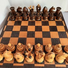 Vintage wooden chess - wooden,
