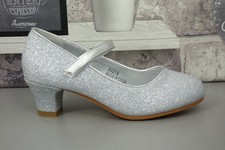 girls party sandals shoes low block heel mary jane touch strap wedding