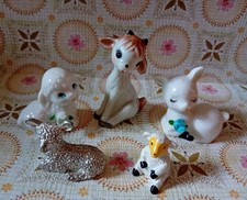 X 5 Sheep, Lamb, Goat? Ornaments, Ceramic, Pewter, Plastic