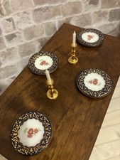 Dolls House 1/12 Scale Miniature Dining Set 4 Dinner Plates & 2 Candlesticks