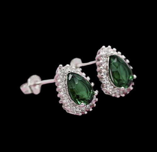 White gold finish emerald and - emerald,