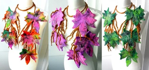 Felted wool necklace - wool,