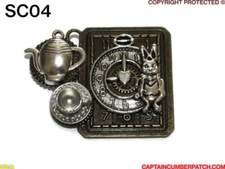 steampunk badge brooch Alice in Wonderland white rabbit watch #LO91/2 SC04 LC38