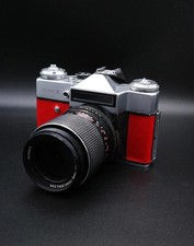 Working Zenit-E 35mm Vintage SLR Film Camera – Red Leather Ziess Jena DDR 135mm