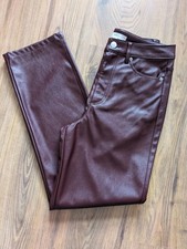 Marks and Spencer Claret Faux Leather Straight Leg Trousers Size 8 Regular BNWT