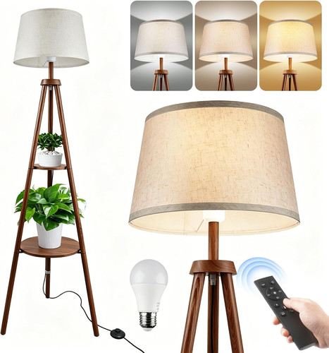 Walnut tripod floor - walnut, lamp