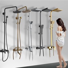 Exposed Shower Mixer Bathroom Twin Head Round Square Bar Set Wall Shower Taps