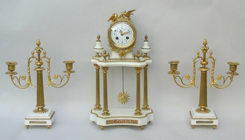 Antique marble portico clock - antique,