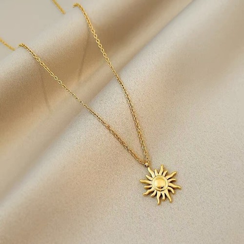 Gold sun pendant necklace - gold,