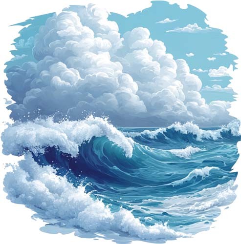 Colourful vintage ocean - vintage, wave
