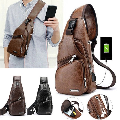 Men leather sling bag - men's, pu