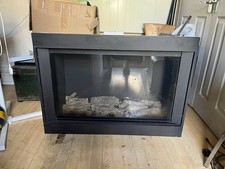 C&J Gas Log Fire Fireplace Black Surround Black