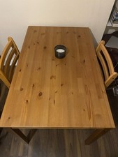 Very Good Condition Solid Wood Table With 2 Chairs SW2 Collection Only. 