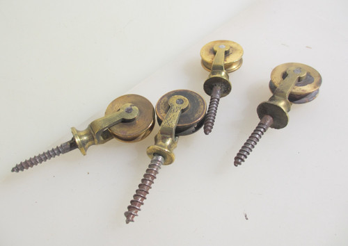 Small antique brass - small, pulley