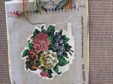 Ehrman Unfinished Needlepoint Cushion Canvas Depicting Flowers