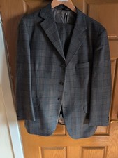 DAKS SIMPSONS OF LONDON GREY PLAID PURE WOOL 2 PC SUIT JACKET 41S TROUSERS 32S