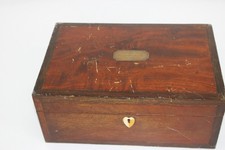 F Antique Victorian Mahogany 2 Tier Sewing Box Inc Key Engraved 1858 Plaque