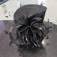 Halo Hat Elegant black Wedding Races Ascot - Made in England 100% natural fibres