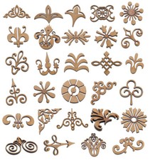 10x Wooden Furniture Mouldings Decal Ornaments Corner Frame Floral Shapes Decor