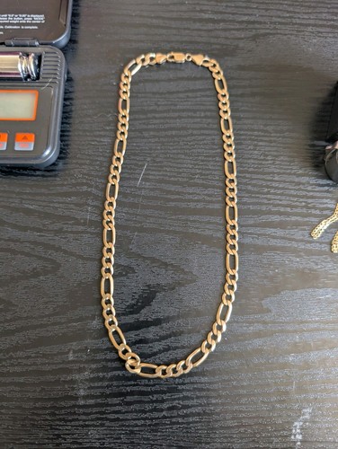 9ct gold figaro chain - chain, 19