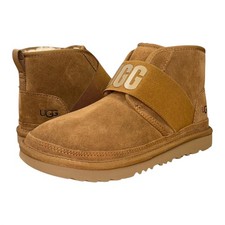 Boys Ugg  Neumel II Graphic Slip On Suede Sheepskin Lined Boots, Chestnut