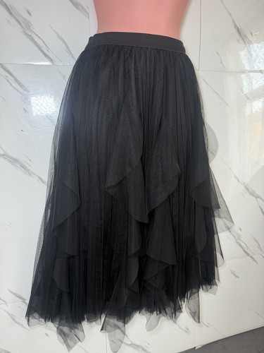 Black mesh tulle midi skirt - tulle,